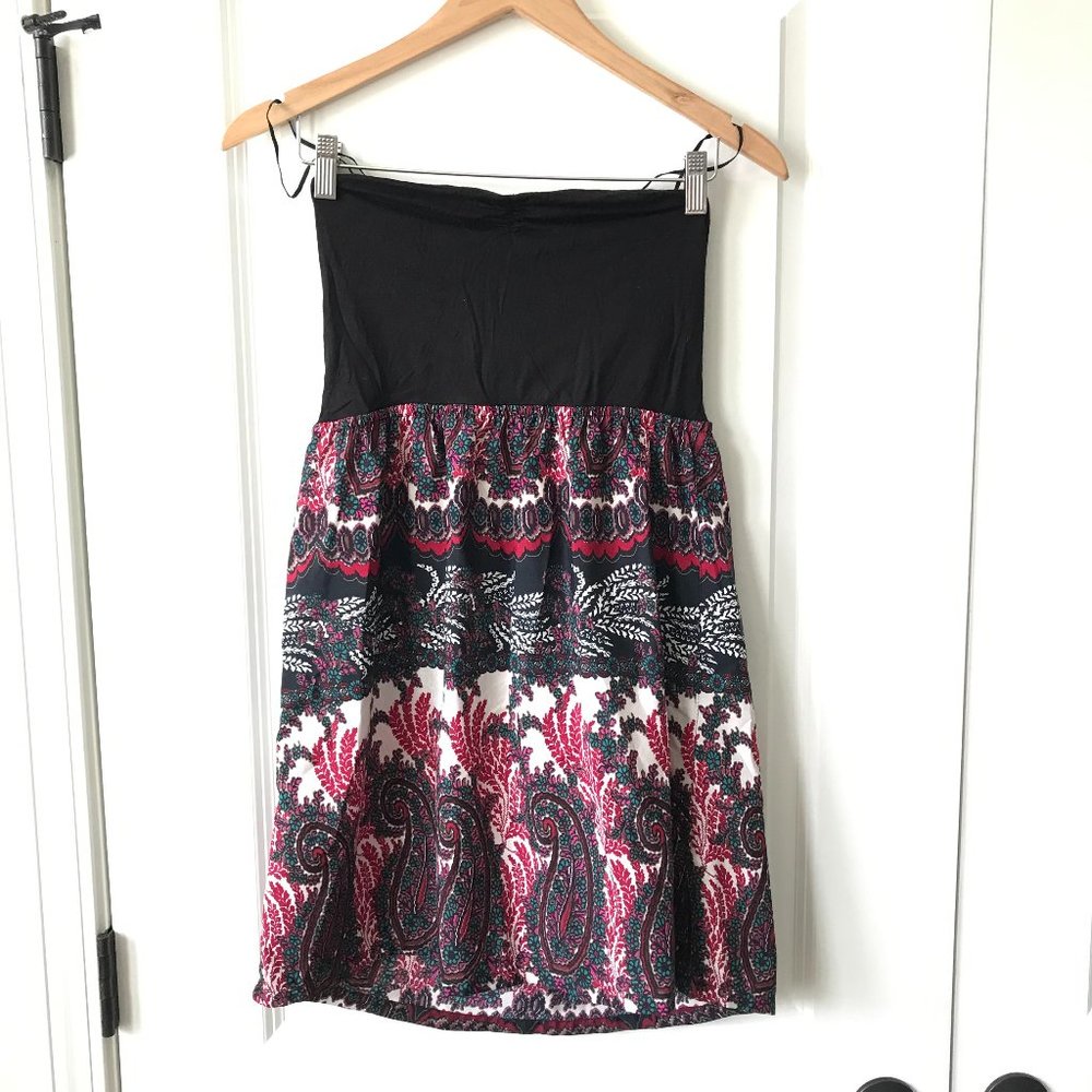 Roxy Black Pink Strapless Sundress
